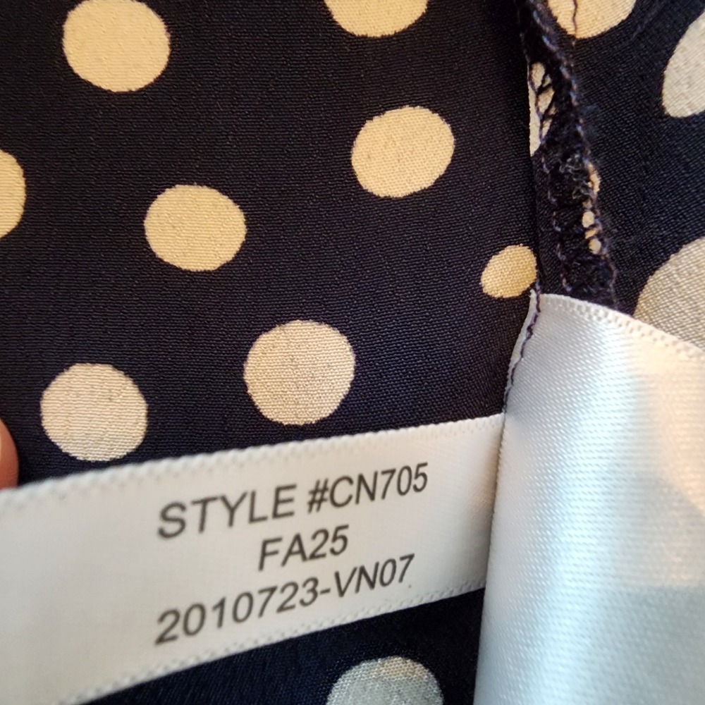Rouje J.Crew Navy Polka Dot Midi Dress 12 Lace Parisian Quiet Luxury Y2K 90s - Picture 14 of 16